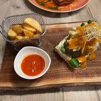 No fish burger on waffle  at Manna 68 in Gdansk