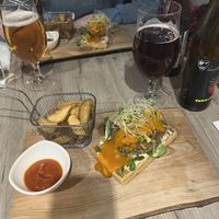 Fish and waffle with chips  at Manna 68 in Gdansk