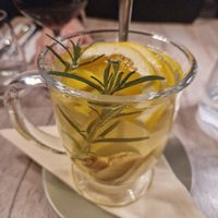 Lemon and rosemary fusion drink, which she refilled with hot water free of charge at Manna 68 in Gdansk