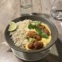 Cauliflower and pilau rice with saffron sauce  at Manna 68 in Gdansk