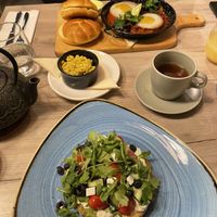 Shakshuka + scrambled tofu and brioche and the omlette  at Manna 68 in Gdansk