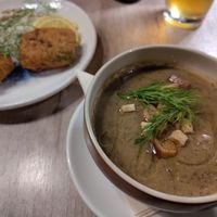 Porcini mushroom soup, jackfruit nori rolls at Manna 68 in Gdansk