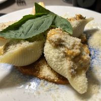 Pasta shells special with sun dried tomato filling and Parmesan   at Manna 68 in Gdansk