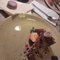 Cheesecake and a macaroon 😁. at Manna 68 in Gdansk