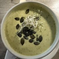 Zucchini and broccoli cream soup  at Manna 68 in Gdansk