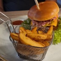 Burger in  brioche bun at Manna 68 in Gdansk