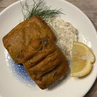 Jackfruit „Fish” served with Homemade Tartare Sauce. at Manna 68 in Gdansk