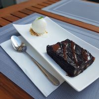 Brownie with coconut icecream -18 zloti at Manna 68 in Gdansk