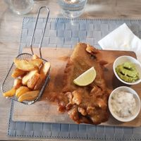 Vegan fish and chips at Manna 68 in Gdansk
