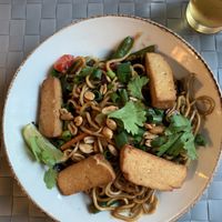 Wok fried noodles with tofu  at Manna 68 in Gdansk