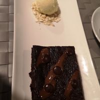 Brownie with vanilla ice cream at Manna 68 in Gdansk