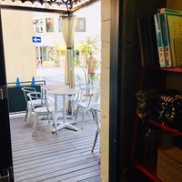 Outdoor seating  at Eat More Greens in Tokyo