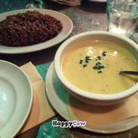 Cold sweet potato soup and rice at Eat More Greens in Tokyo