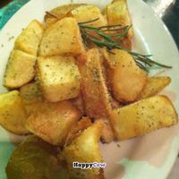 These were called fries but they're more like wedges w rosemary salt at Eat More Greens in Tokyo