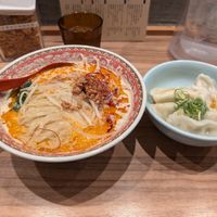 Vegan tantan ramen and boiled gyoza at Soranoiro Nippon in Tokyo