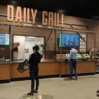 You get a receipt , go pay for your meal, then return to pick it up at Whole Foods Daily Grill in Indianapolis