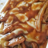 Vegetarian Poutine (green pepper, onions, mushroom) at Pierre's Poutine in Guelph