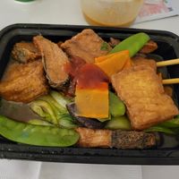 "Fish" filet with fried tofu and vegetables was excellent at Chef Kenny's Asian Vegan Cuisine in Las Vegas