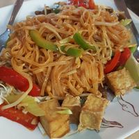Spicy Pad Thai (includes tofu, beef, chicken, and shrimp!!) at Chef Kenny's Asian Vegan Cuisine in Las Vegas