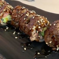 Medium rare steak roll at Chef Kenny's Asian Vegan Cuisine in Las Vegas
