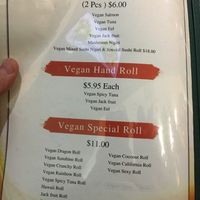 Menu at Chef Kenny's Asian Vegan Cuisine in Las Vegas