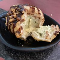 Fried green tea ice cream with chocolate sauce at Chef Kenny's Asian Vegan Cuisine in Las Vegas