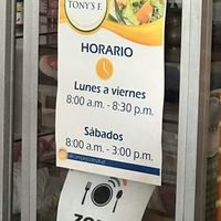 Opening hours as of December 30th at Tony's F in Santo Domingo