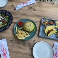 Falafel salad + Burger + Tacos  at Vegan House in Antalya