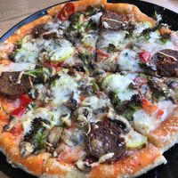 Vegetable pizza at Vegan House in Antalya