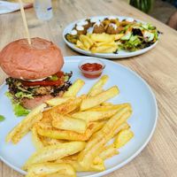 Hamburger and chips   at Vegan House in Antalya