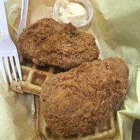 Chicken and waffles  at Amber's Smoked Vegan in Las Vegas
