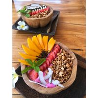 Beautiful and delicious smoothie bowls made with coconut cream in stead of milk and yogurt — ask for vegan options! at Tropical Juice Corner in Lembongan