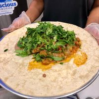 Burrito before being wrapped.  at Vegan GreenGO in Santa Barbara