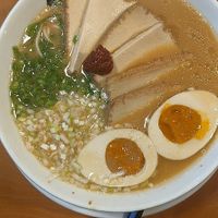 Miso atsuage ramen with vegan egg made from agar at Ramen Danbo - Kitsilano in Vancouver