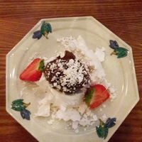 Avocado chocolate mousse with coconut whipped cream and coconut “merengue” at Nami in Varberg