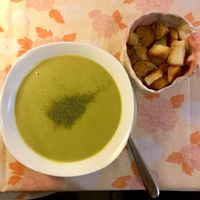 Green pea cream soup. Personal favorite.  at Twelve Tables in Yerevan