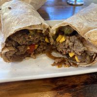 Spanish burrito - great flavors here  at Pressed Cafe in Burlington