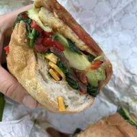 Vegan southwestern breakfast sandwich   at Pressed Cafe in Burlington