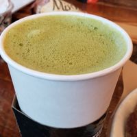 Matcha latte at Pressed Cafe in Burlington