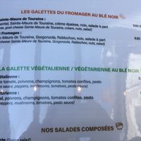 Mention of vegetarian and vegan galette on the menu. at Crêperie Les 4 Saisons in Amboise