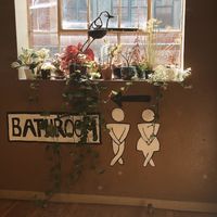 when even the bathroom area is cute > at Asheville Chocolate in Asheville