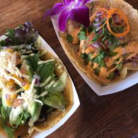 Vegan portabelini and vegan avocado taco  at Craft and Taco Lounge in Escondido