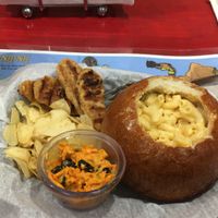 Vegan Mac & Cheese and Chicken Tenders with Carrot Salad at Bread Bowl Cafe in Milford