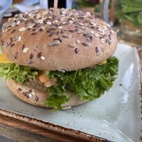 Burger with vegan cheese  at Hans im Glück in Bonn