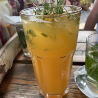 Home made lemonade with thymian and marajuca (i Think)  at Hans im Glück in Bonn