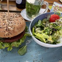Burger and salad (menu)  at Hans im Glück in Bonn
