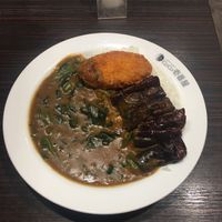 Spinach curry with soy cutlet at Coco Ichibanya - Sumiyoshicho in Tokyo