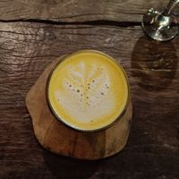 Yellow latte at Swasti Beloved Cafe in Ubud