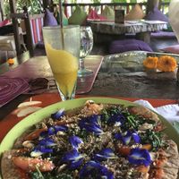 Gluten free vegan pizza at Swasti Beloved Cafe in Ubud