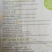 Menu at Swasti Beloved Cafe in Ubud